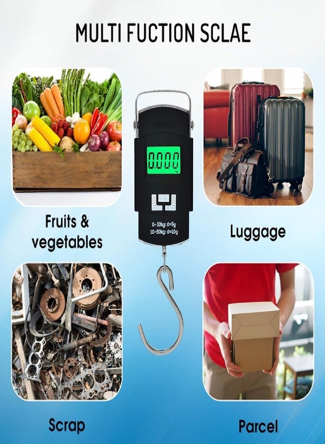 Winberg Digital Hanging Scale, 50 kg Capacity, LCD Display, Portable Electronic Hook Scale with Batteries 50kg - Image 2